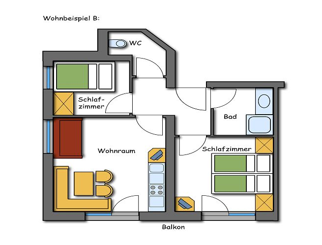 Grundriss Plan Appartements Kategorie B